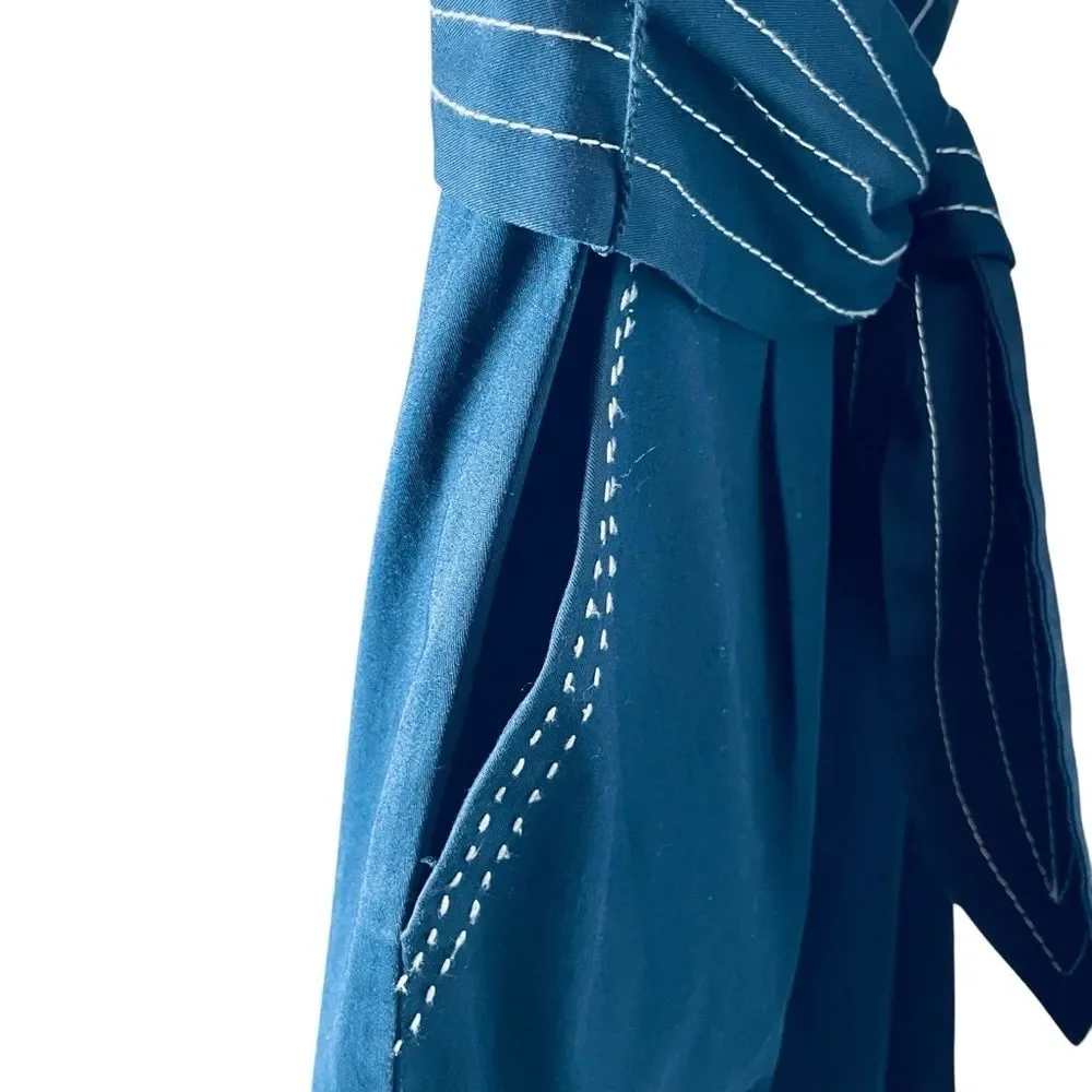 Tory Burch A-Line Blue Sleeveless Scoop Neck Dress Sz 2